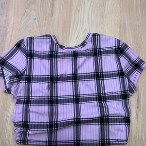 Purple flannel print crop top